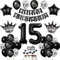 15. Geburtstag Dekoration Schwarz Tortendeko 15. Geburtstag Junge Luftballon 15 Geburtstag Mädchen Junge deko torte 15. Geburtstag Junge Mädchen Ballon Geburtstagsdeko 15 Jahre Mädchen Schwarz