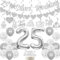 25. decoraciones de aniversario de bodas de plata, todavía hacemos 25 años de saludo a 25 años de aniversario de fiesta de celebración Suministros - Globo Cake Topper Colgando Swirls Silver Love Girls