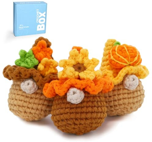 Komplettes Häkelset für Anfänger – Herbst-Zwerg Häkelset, alles, was Sie zum einfachen Häkeln benötigen, Schritt-für-Schritt-Video-Tutorial, Geburtstagsgeschenk für Erwachsene