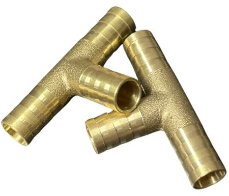 2x Stück T- / Y- Schlauchverbinder Schlauchanschluss Adapter Messing (2x T-Schlauchverbinder, 10mm)