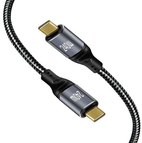 USB-C auf USB-C Kabel 240W 2M, 48V 5A USB-C Kabel PD 3.1 QC4.0, Schnellladekabel USB-C 140W 100W Kompatibel mit iPhone 15, Gaming Laptop, MacBook, Chromebook, Surface Pro, Smartphone, Galaxy, Pixel