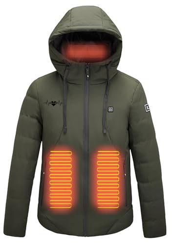 Veste Chauffante à Capuche,Veste Chaude Avec 3 Niveaux De Chauffage,Interface Usb,Hommes Femmes Hiver Manteaux ImperméAble Coupe-Vent Pas Cher Chauffant Doudoune Veste Pour Le Ski En Plein Air