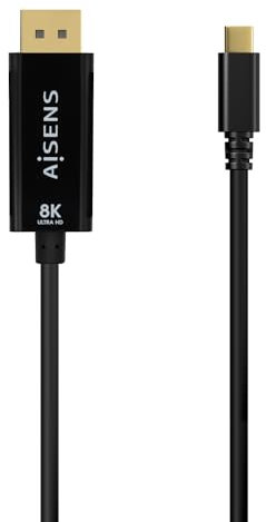 AISENS Cable Conversor USB-C a Displayport 8K@60Hz. USB-C/M-DP/M. Negro. 1.8M