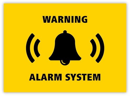 10 x Alarm System Stickers - Yellow - Security Alarm Warning Sign - for Doors Windows Cars - Weatherproof (7.4 x 5.2 cm)