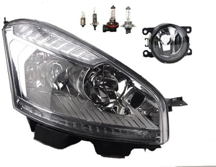 Johns, Scheinwerfer Halogen Front passend für Citroen C4 Picasso 10-13 H7 H1 Rechts + Nebelscheinwerfer + Leuchtmittel