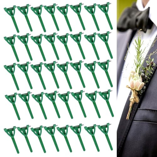 ArrErr 50 Stück Anstecknadeln, Blumen-Brosche, Blumen-Boutonniere, Knopfloch-Halter, Clip für Hochzeit, Braut, Trauzeugen, Boutineer, Schmuck, DIY, Basteln, Party-Dekoration