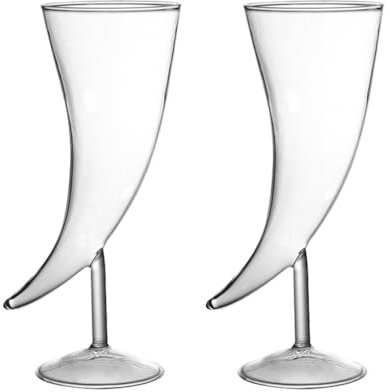 Zerodeko Hornförmige Weingläser 2 Stück aus Glas für Cocktail und Deko