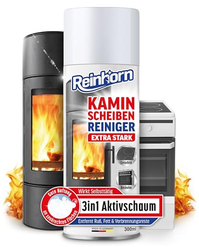 REINHORN Kaminscheibenreiniger extra stark - Profi Kaminglasreiniger mit Aktiv Schaum Spray gegen Ruß, Fett, Verbrennungsreste - Reiniger für hartnäckigsten Schmutz an Kamin, Ofen, Grill (1)