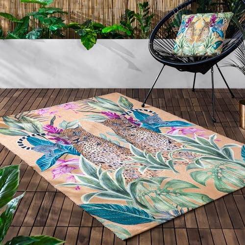 Wylder Tropics Kali Leopards Outdoor/Indoor Waschbarer Teppich, Gold, 120 x 170 cm