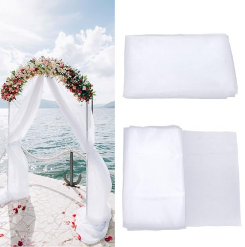 XNIVUIS 48cm*10m Tüll Rolle Organza Stoff als Dekostoff Stoff Tischläufer Tüllrolle Tüll Weiss Transparent Elegant Dekotuch Dekoband für Hochzeit Stuhl Tischdeko DIY Handwerk (Weiß)