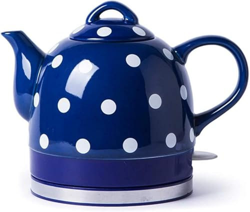 Retro Jug/Kettles, Ceramic Electric Kettle Teapot, 1000W Water Fast, Removable Base, Automatic Power Off, Removable Base for Hotel and Home(Blue)