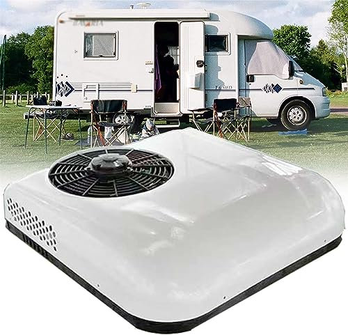 ZHIXUMM Climatiseur 12V/24V DC Électrique de Toit Universel pour Camping-Car et Camion - Unité AC-Refroidissement Intégrée Montée sur Le Dessus, White-24V