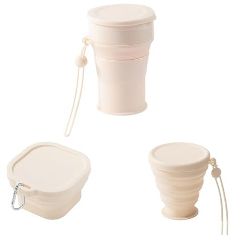 MANMOON Confezione da 3 bicchieri da viaggio pieghevoli in silicone, bicchieri da campeggio pieghevoli con coperchio, riutilizzabili, portatili, perfetti per campeggio, escursioni ed eventi sportivi,