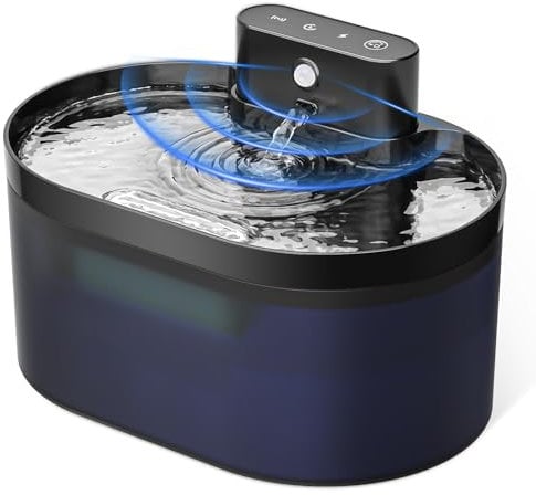 Fontaine à Eau Diealles Shine 2.2L pour Chat et Chien - Sans Fil, 4200mAh, Silencieuse avec Détecteur de Mouvement