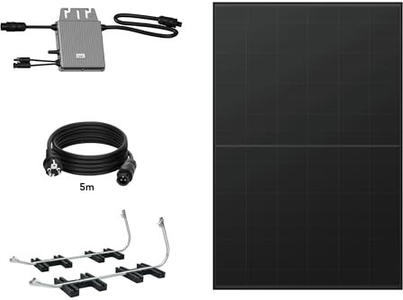 TORNASOL® Kit solaire auto-installable 400W, x1 panneau solaire rigide, bifacial, full black de 420W-DC1500V, inclinaison 20º, protection IP68, connexion schuko|câble MC4, recommandé pour toit plat