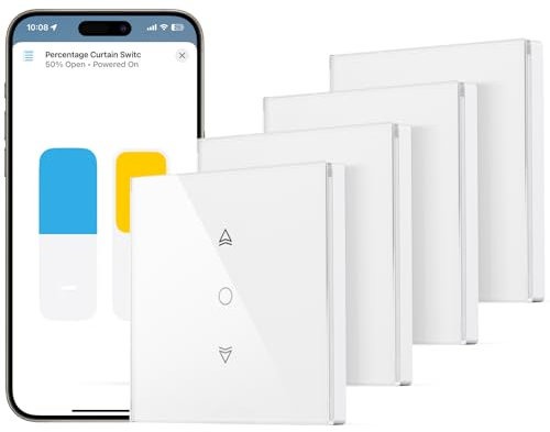 Maxcio Interruptor de persiana WiFi, Interruptor Inteligente Persiana Compatible con HomeKit, Alexa y Google Home, Calibración con un Solo Clic, Control de Porcentaje (4 Packs)