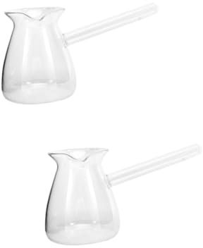 Ciieeo 2St Kaffeekanne aus transparentem Glas Cezve Kaffeekanne Türkischer Kaffeewärmer Transparenter Glaskrug Transparenter Glascremer Tasse aus Milchglas Milchbecher für den Haushalt