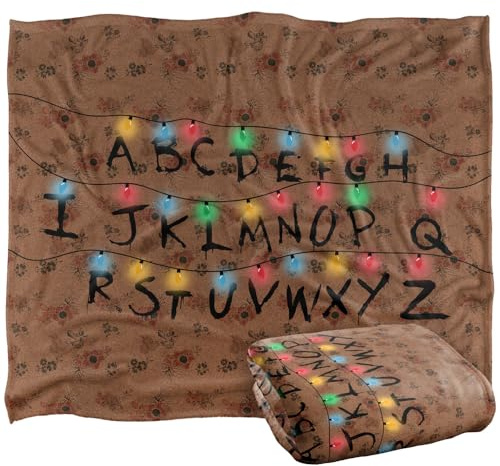 Stranger Things Kuscheldecke mit Weihnachtsbeleuchtung, Motiv: Silky Touch, superweich, 152 x 127 cm