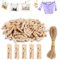 150 Piezas Pinzas de Madera 3.5cm con Cuerda de Yute de 10m Portátil Pinzas Madera Pequeñas Natural Reutilizable Resistente a Exterior para Manualidades, Colgar Fotos, Postales, Decoración DIY