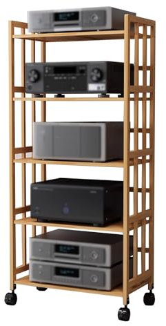 SGKOMN 5-stufiger Audio-Komponenten-Rack-Tower, bewegliche Medien-Stereo-Ständer, Geräteregale, CD-DVD-Wechsler, Plattenspieler, integrierter Verstärker, Spielgeräte, Lautsprecher, Ver(Color2-W-60CM)
