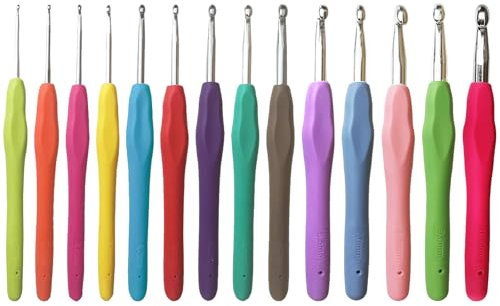 Rnigra 14PCS Aluminum Crochet Hook Set (2.0mm-10.0mm) with 4mm Crochet Hook - Crochet Hooks for Arthritic Hands, Crochet Kits for Beginners Adults and Professionals - Colorful Crochet Hooks