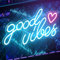 Lnopever Neon Schild,Blue Good Vibes Neon Sign,Led Leuchtreklame, Neon Wandleuchte, USB Buchstaben Neonlicht, Neon Schriftzug for Bedroom, Children's Room, Wall Decoration, Bar, Wedding, Party