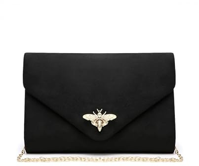 JFY Bee Lock Clasp Suede Clutch Bag