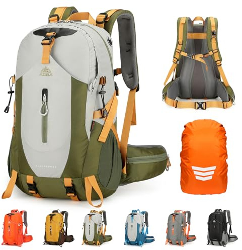 Geila 40L Wanderrucksack für Damen und Herren, ultraleicht und wasserabweisend, atmungsaktiver Trekking- und Kletterrucksack mit großem Fassungsvermögen, Regenhülle