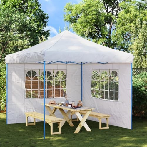 QJBSAVVA Partyzelt Seitenwand 2 Stück mit Fenstern 300x195 cm aus wetterfestem PE Weiße Seitenwände für Gartenpavillon Event Shelter Camping Pavillon Garten