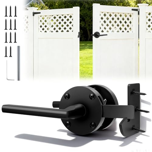Double Side Gate Latch, Heavy Duty Swinging Door Latch for Wooden Fence, Aluminum Garden Gate Latch Hardware for Wooden Gates, Backyard, Garden, Shed Doors, Door Handles, Two-Way Door Locks