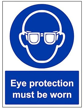 The Workplace Depot Eye Protection Mandatory Site Safety Sign, 300 x 200 mm Portrait, Blue/White, 1 mm PVC or High-Tack Self-Adhesive Vinyl, for Workshops, Construction & Labs (Vinyl (Self Adhesive))