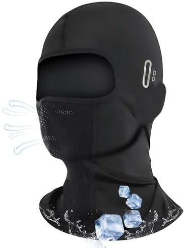 leruiyezs Cagoules en Soie Glacée Respirantes Cagoule Moto Femme Homme Protection UV Été Tissu Léger Et Extensible Motorcycle Balaclava pour Moto Vélo Course Activités Plein Air Taille Unique Mixte