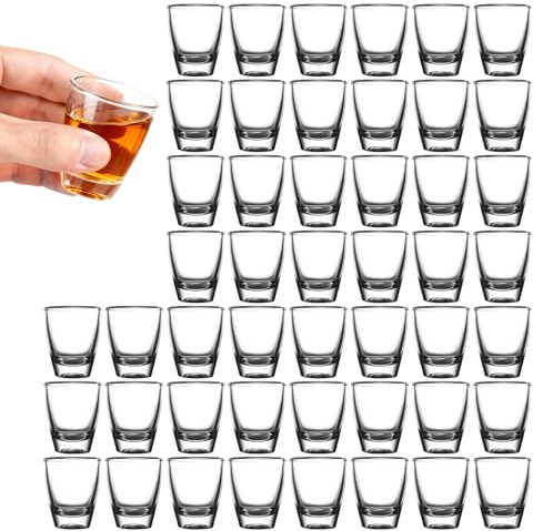 48 Verres à Shot en Verre, Petit Verre à Vin en Forme D'oeuf pour Fête, Gobelet en Verres dur, avec Fond épais, Verres Lavables au Lave Vaisselle, pour Liqueurs, Vodka, Ouzo, Sambuca, Tequil