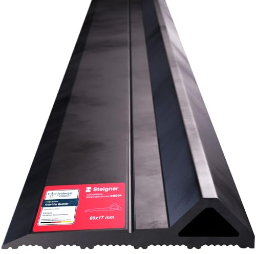 STEIGNER Seuil de garage 2m en EPDM noir 17mm x 80mm SGD04 – Joint isolant pour portes de garage compatible avec Hörmann – Seuil tempête, anti-courant d’air, isolation thermique, barrière d’eau