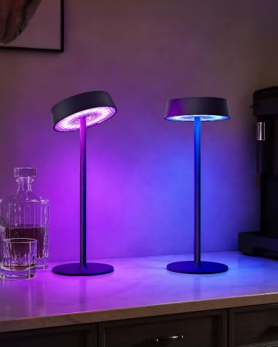 Wiederaufladbare Tischlampe, schnurlose Lampe, batteriebetrieben, Touch-Steuerung, dimmbar, 3 Farbtemperaturen RGB, LED-Speicherfunktion, wasserdicht, kabellose Lampe, Restaurant, Esszimmer, Terrasse