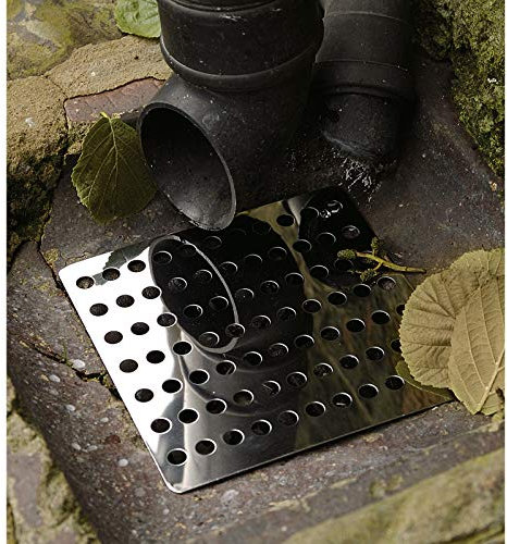 Burwells 2x Outdoor Drain Covers - 6 Stainless Steel Garden Drainage Covers - Gulley Grid Leaf Guard Hopper Lid Square Metal