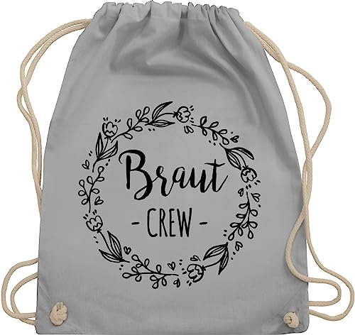 Turnbeutel Rucksack - JGA Junggesellenabschied Frauen - Braut Crew Team Braut - Unisize - Hellgrau - blumenkranz brauttaschen bachelorette party turnsackerl junggesellinnenabschied outfit