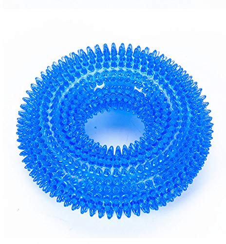 Namvo Molar Bite Toy, Soft Natural Rubber Dog Chew Toys Squeak Latex for Aggressive Chewers Dog Toothbrush Puppy Teeth Cleaning Brushing Training Stick Doughnut Ring Shape Interactive Play Tool