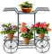 DREAMADE Scaffale Portafiori in Ferro Battuto, Supporto per Piante da Esterno e Interno, Portapiante a 4 Ripiani per Giardino, Balcone, Cortile, Ruote Immobili, 80,5 x 25 x 75 cm, Nero