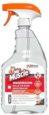 SC Johnson Professional Mr Muscle Washroom Cleaner, Citrus, 750 ml Spray | Disinfectant, Removes soap scum and limescale from basins, tiles, taps, baths and shower areas, for professional use only