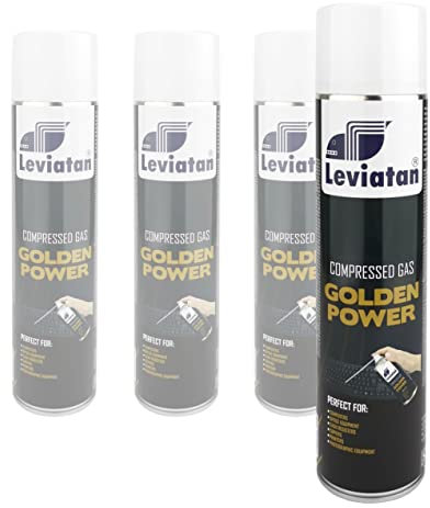 LEVIATAN Druckluftspray mit Sprühverlängerung 4 x 600ml - Druckluft Dose PC Reinigung - Compressed Air Can, Druckluftreiniger - Air Duster Spray für Tastatur, Computer, Kamera, Handy
