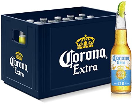 Corona Cero 0,0% Alkoholfrei Lager Flaschenbier, MEHRWEG (24 x 0.355 l) im Kasten, Internationales alkoholfreies Bier mit 100% natürlichen Zutaten, 24er Kiste
