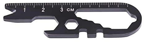 Herbertz Mini Tool, AISI 420 Stahl, rostfrei, 14 Funktionen, schwarze Beschichtung