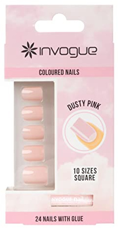 Invogue Dusty Pink Square Nails (24 Pieces), Medium