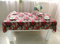 Tischdecke Tischtuch Wasserdicht Fan Und Blume Retro Mit Spitze Tischdecke Abwaschbar Maritim Wachstuch Stoff Rot Tischschutz Dekoration 140X250Cm