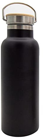 Steuber Thermoflasche 600 ml Milchkannen-Design mit praktischem Tragehenkel, doppelwandiger Edelstahl, schwarz