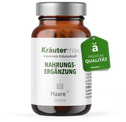 Kräutermax Haare plus Kapseln mit Biotin, Kieselerde, Zink, Hirseextrakt, Haar Vitamin Komplex | 60 Stück