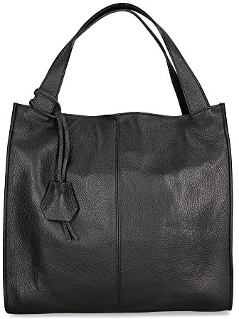 Gave Lux Umhängetasche mit einem Fach für Damen. Italienisches Handwerksprodukt aus echtem Dollar-Leder. Hergestellt in Italien GLX22331223FBG-D28_NERO_BLACK 34x32x11 cm