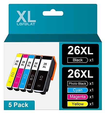 LOFBLAT 26XL 26 Druckerpatronen XL Ersatz für Epson 26 XL Multipack für Epson Expression Premium XP-600 XP-620 XP-510 XP-520 XP-820 XP-810 XP-800 XP-605 XP-615 XP-700 XP-720 XP600 XP620 (5er-Pack)