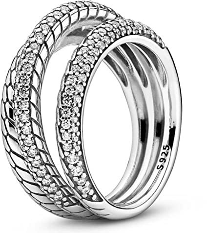 OKGD Original Perlen Drei Ringe Prinzessin Wishbone Signature Ring mit Kristall Ring Sterling Silber Ring Europäischer Schmuck - 8,6